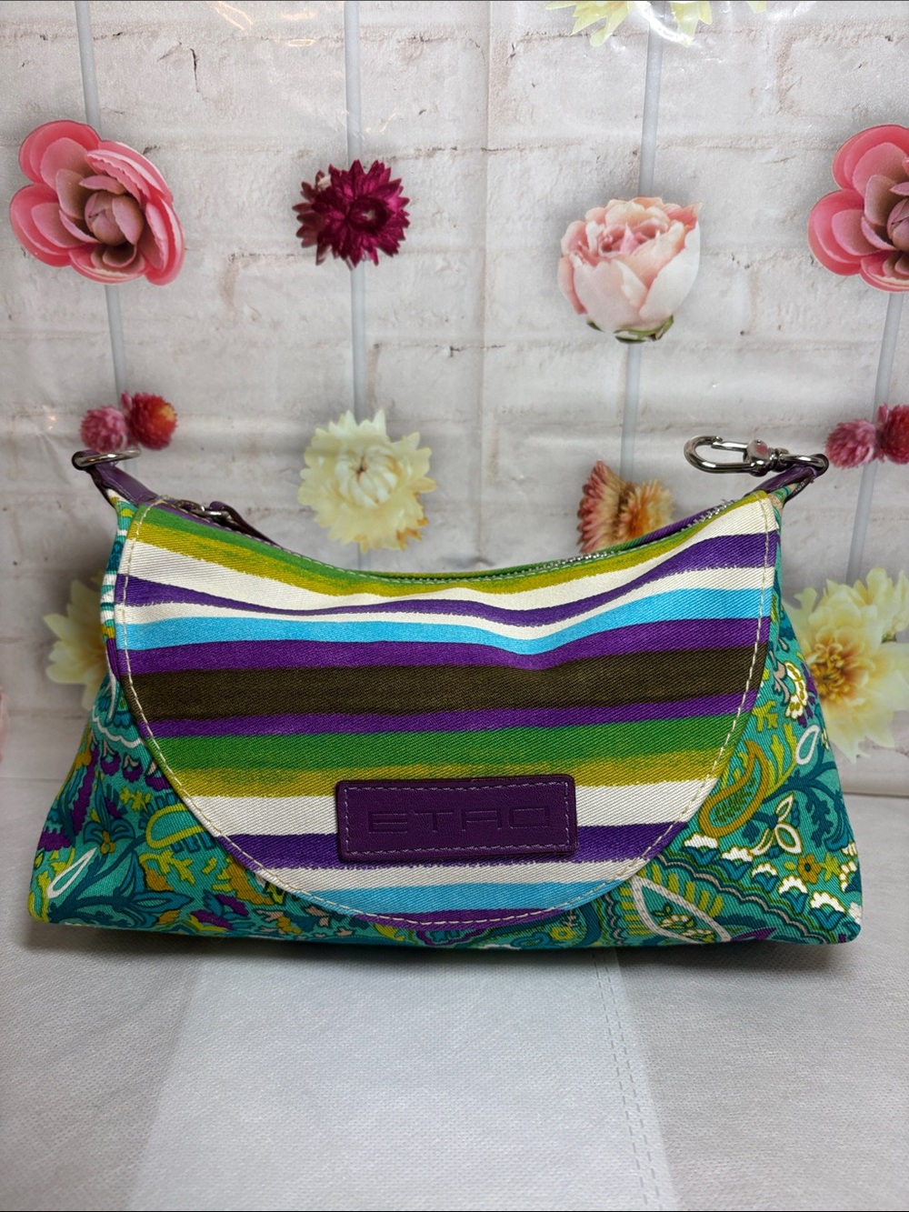 Etro Multicolored Paisley Clutch Shoulder Bag